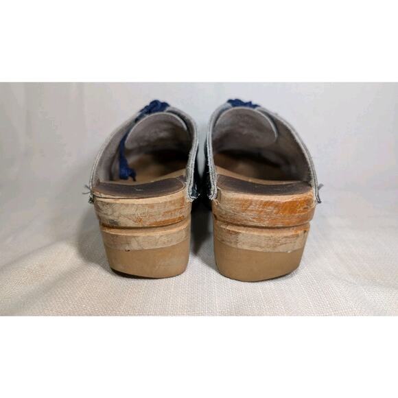 Troentorp Bastad Vintage Navy Blue Laces Leather Clogs Made In Sweden Sz 37 - Picture 6 of 6